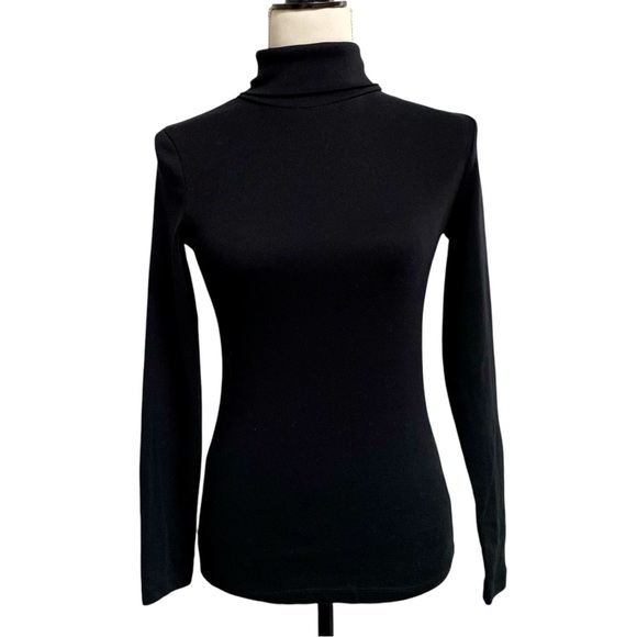 J.Crew Factory Fine Rib Perfect Fit Black Cotton Turtleneck XS Long Sleeve NWT - Picture 1 of 11